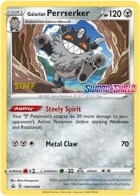 Galarian Perrserker SWSH008 Prerelease Promo Staff